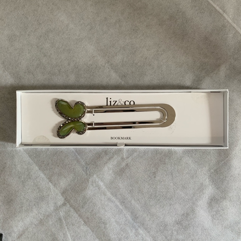 Liz & Co. NIB Butterfly Green Stone Rhinestone Metal Bookmark Gift Set